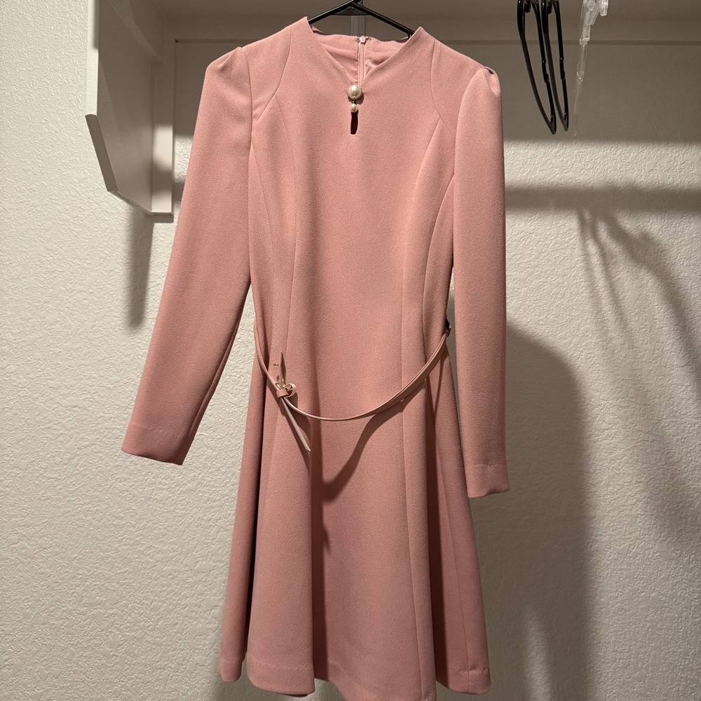 Formal Pink Belted Dress from Korea